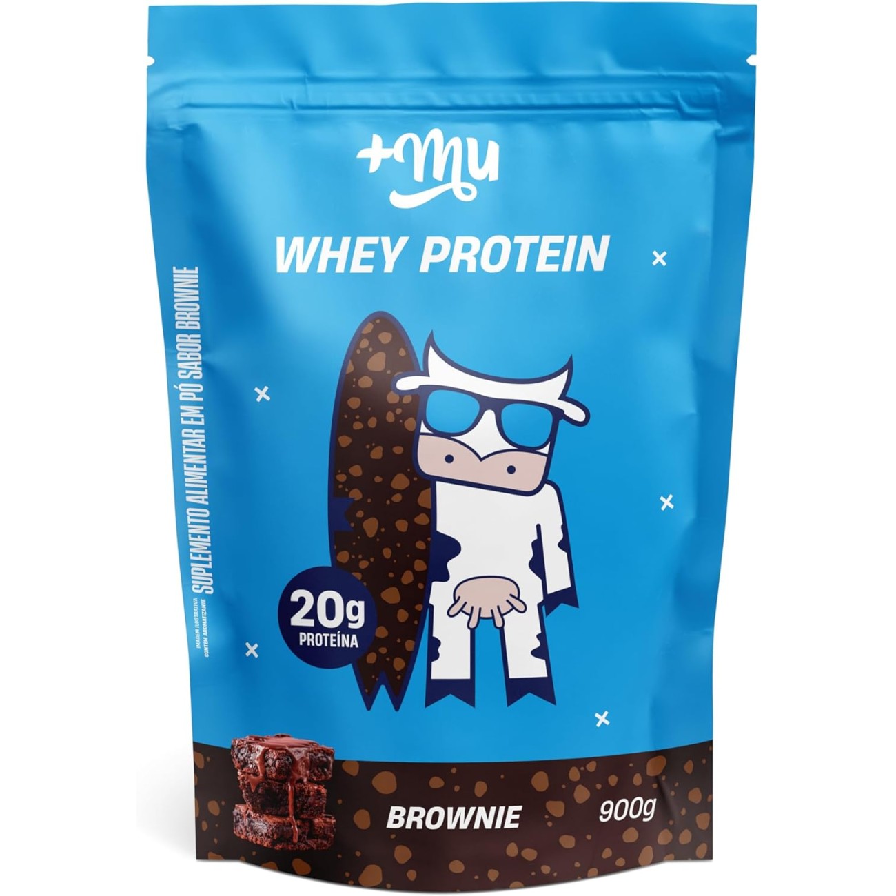 +Mu Whey Concentrado Sabor Brownie 20g Proteína - Refil 900g