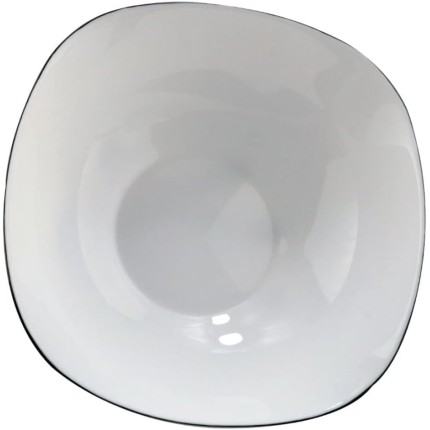 Saladeira Dama em vidro opalino com filado preto 2,1L D26,6xA8,5cm