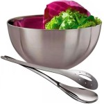 Saladeira em Aço Inox com Pegadores, 24 cm Largura, 2500 ml, Conjunto 3 Peças