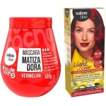 Salon Line, Kit Vermelhão do Poder Com Máscara Matizadora Vermelha + Light Color Vermelho Cereja, Somente a Máscara é Vegana - Para Cabelos Ondulados, Cacheados e Crespos, 500 g