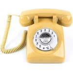 Telefone giratório, telefone vintage, telefones retrô para telefone fixo, telefone antigo com fio com função de discagem para casa, escritório, hotel, escola, amarelo