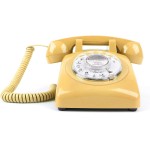 Telefone giratório, telefone vintage, telefones retrô para telefone fixo, telefone antigo com fio com função de discagem para casa, escritório, hotel, escola, amarelo - Imagem 2