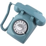 Telefone retrô, telefone fixo clássico, vintage, antiquado, com função de discagem, para decoração de casa e escritório, azul