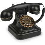 Telefones rotativos retrô para telefone fixo, telefone de mesa com fio clássico, telefone giratório vintage antiquado com toque desligado e função de rediscagem para casa