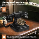 Telefones rotativos retrô para telefone fixo, telefone de mesa com fio clássico, telefone giratório vintage antiquado com toque desligado e função de rediscagem para casa - Imagem 2