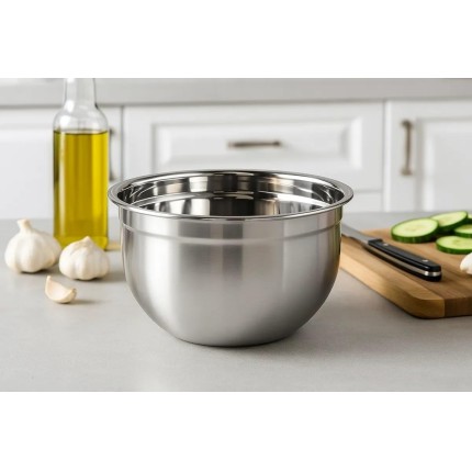 Tigela Bowl Inox 28Cm Aço Inoxidável 4L Saladeira Profissional Gourmet Para Cozinha e Culinária