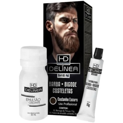 Tintura para Barba e Bigode Delinea Men - Castanho Médio 15Gr