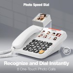 VTech Telefone com fio para idosos com botões grandes de alto contraste, mostrador rápido de 8 fotos, dígitos falantes, toque visual, full-duplex, sem alimentação CA, controle de volume do fone de - Imagem 2