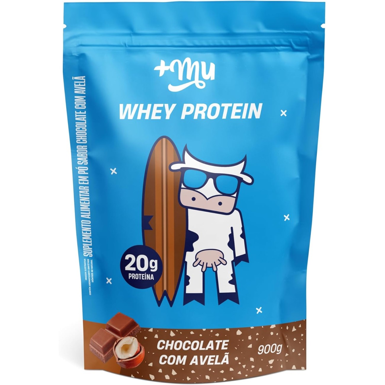 Whey Concentrado, Mais Mu, Sabor Chocolate c/Avelã, 20g de proteína - 900g