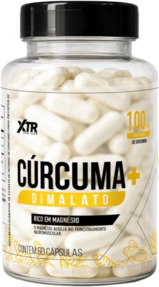 XTR-For-Life-Curcuma-Dimalato-Suplemento-Alimentar-60-Capsulas-100mg.jpg XTR For Life Cúrcuma+ Dimalato Suplemento Alimentar 60 Cápsulas, 100mg de Curcumina e 260mg de Magnésio por Porção