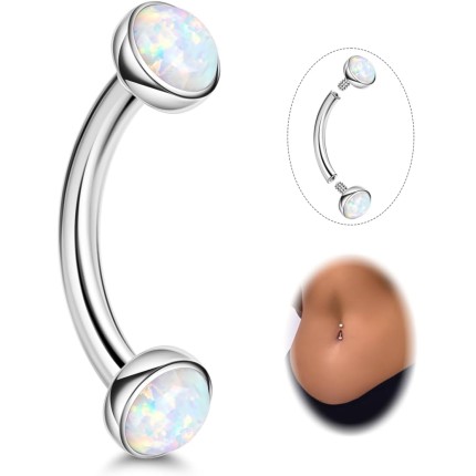 14G G23 Anéis de umbigo de opala de titânio para mulheres, pequeno piercing de umbigo com rosca interna, joia pequena para pele sensível 6/8/10/12/14/16 mm
