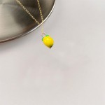 Anmpab Brincos de gota de liga de frutas adoráveis brincos de argola de limão para mulheres conjunto de colar joia de declaração - Imagem 6