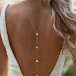 Corrente traseira de strass para casamento, borla de casamento, colar de pano de fundo, joia nas costas para o corpo para mulheres, vestido de costas nuas - Imagem 5