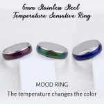 Anel de humor para mulheres adolescentes - Anel de aço inoxidável de 6 mm com mudança de cor sensível à temperatura joia de humor - Imagem 4