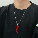 coadipress Colar de chifre italiano para homens e mulheres, aço inoxidável, grande, cornicello, chifre vermelho, pingente de amuleto da sorte, pingente protetor de talismã - Imagem 3