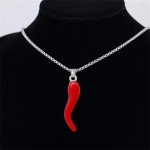 coadipress Colar de chifre italiano para homens e mulheres, aço inoxidável, grande, cornicello, chifre vermelho, pingente de amuleto da sorte, pingente protetor de talismã - Imagem 6