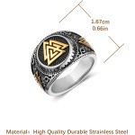HZMAN Anel nórdico viking Valknut para homens e mulheres aço inoxidável vintage símbolo Odin guerreiro amuleto anel proteção joia presente - Imagem 6