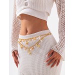 Corrente corporal elegante feminina pérola na cintura joia boho moderna - Imagem 2