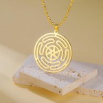 VASSAGO Colar de roda de Hécate, aço inoxidável, tripla, lua, deusa, hekate, estrofalos, pingente pagão, wicca, amuleto, joia para mulheres e homens - Imagem 8
