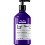 L'Oréal Professionnel Keratin Alpha Sleek Shampoo profissional sem sulfato l Fios alinhados, controle de frizz e volume l Maciez, hidratação e brilho l 500mL