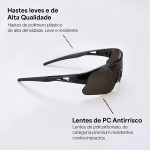 Óculos de Sol Esportivo Masculino UV400 Espelhado Para Corrida Preto ou Preto e Vermelho JustGoFit - Imagem 3