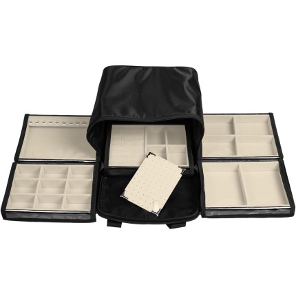 Bolsa Porta Joias Mini Completa 5 Bandejas Organizadoras Mini para Joias Bijuteria Viagem Guarda Joia (Gelo)