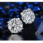 Brinco Feminino com Prata 6mm Zircônia Brilho Eterno Par de Brincos Solitários Pedra Redonda Joia Minimalista Moderna e Elegante - Imagem 2