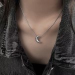 Colar de lua para mulheres, banhado a prata, colar de cobra, joia moderna