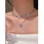 Colar feminino com laço de pérola, elegante, joia clássica com laço