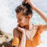 Colar gargantilha com contas inspiradas no oceano, joia ajustável em camadas com elementos naturais para acessórios de estilo de praia - Imagem 2