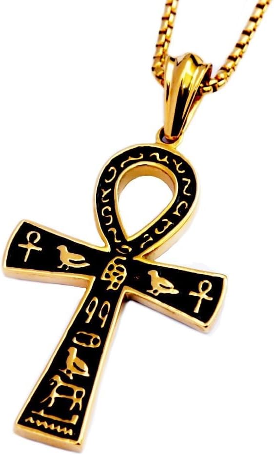 Colar-retro-de-aco-inoxidavel-com-pingente-de-cruz-Ankh.jpg Colar retrô de aço inoxidável com pingente de cruz Ankh Egípcio Antigo para homens e mulheres, chave de vida de faraó, joia de amuleto