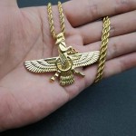 Colar vintage criativo Ahura, colar de amuleto zoroastriano Mazda Atar Zoroastrian, joia masculina de presente de amuleto diário