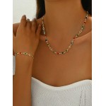 Conjunto de pulseira de colar de strass colorido elegante versátil joia moderna para mulheres - Imagem 2