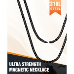 Jecanori Colares magnéticos ultra fortes para homens e mulheres com 62 ímãs, aço inoxidável, colar preto masculino, Aço inoxidável, Sem Pedra Preciosa - Imagem 2