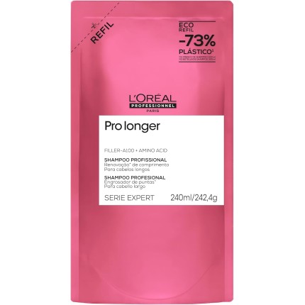 L'Oréal Professionnel Serie Expert Pro Longer, Shampoo para Cabelos Longos com Pontas Danificadas, Preenche e Fortalece a Fibra com Filler-A100 e Aminoácidos, Tecnologia Co-Emulsão, 240ml