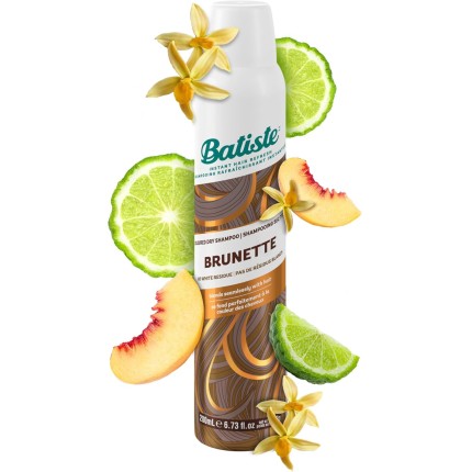 Shampoo a seco Batiste Brunette para cabelos castanhos 200ml Remove Oleosidade, Refresca Rápido, Livre de Sulfatos, Para cabelos castanhos