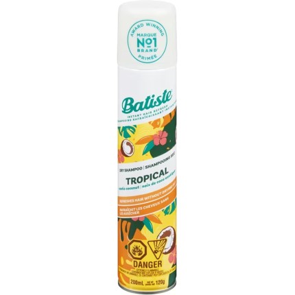 Transporte seus sentidos para um paraíso incomparável com Batiste Tropical. Este shampoo seco absorve a oleosidade e perfuma o cabelo com um delicioso aroma de coco. Absorve a oleosidade, renova o volume e facilita o penteado, mantendo seu cabelo fresco e estilizado durante todo o dia. Perfeito para manter seu look entre as lavagens, especialmente nos dias mais agitados.