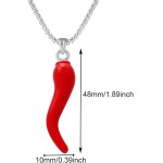 coadipress Colar de chifre italiano para homens e mulheres, aço inoxidável, grande, cornicello, chifre vermelho, pingente de amuleto da sorte, pingente protetor de talismã - Imagem 2