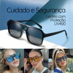 Óculos de Sol Retrô Quadrado Vintage Unissex Estilo Influencer Proteção UV400 Lentes Espelhadas Leves Confortáveis para Homens e Mulheres - Imagem 3