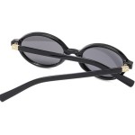 Óculos De Sol Feminino Preto Oval Retrô com Porta Óculos e Lenço - Imagem 8