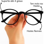Armação Óculos Sem Grau Masculino Redondo Retrô Geek - Imagem 3