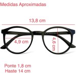 Armação Óculos Sem Grau Masculino Redondo Retrô Geek - Imagem 5