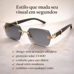 Kit 2 Óculos de Sol Retangular Modernos e Sem Aro Y2K Unissex UV400 – Design Sem Armação, Leve, Estilo Retrô Moderno - Imagem 5