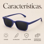 Óculos de Sol Unissex, Armação Preta Moderna, Lentes Escuras com Proteção Solar - Imagem 4