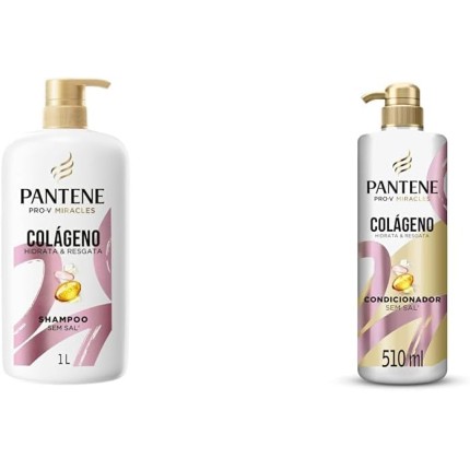 Kit Pantene PRO-V Miracles Shampoo Colágeno 1L + Condicionador Pantene Colágeno Hidrata e Resgata 510ml