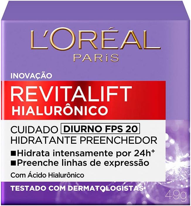 LOreal-Paris-Revitalift-Hialuronico-Creme-Hidratante-Facial-Antirugas-Diurno-Reduz.jpg L'Oréal Paris Revitalift Hialurônico Creme Hidratante Facial Antirugas Diurno, Reduz Linhas Finas, Uniformiza a Pele, Melhora a Textura e Firmeza, 49g