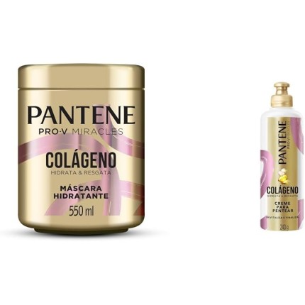 Máscara Hidratante Pantene Colágeno Hidrata e Resgata 550ml + Creme para Pentear Pantene Pro-V Colágeno Hidrata & Resgata 240 g