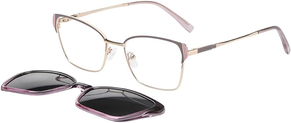Oculos-Armacao-2-em-1-Clip-On-Rova-Feminino-Dourado-Rose.jpg Óculos Armação 2 em 1 Clip-On Rova Feminino Dourado Rose Frizz Metal