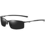Óculos De Sol Polarizado Militar Minimalista Proteção UV 400 Unissex Quadrado Armação Fina E Resistente Com Detalhes Cinzas PREMIUM DUPIN