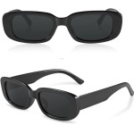 Óculos De Sol Retangular Retrô Preto Proteção UV400 Unissex Blogueira Moda Vintage Hype Solar